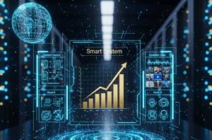 A professional digital command center showing AI content creation tools for video, text, and graphics, representing a global dollar-based agency workflow.